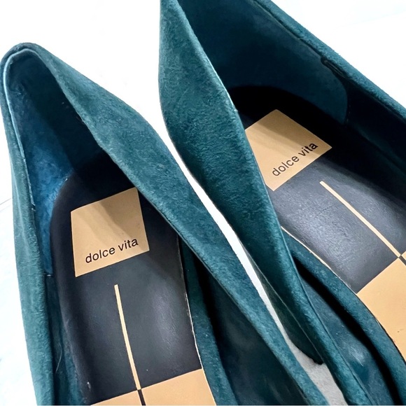 Dolce Vita Veile Suede Block Heels Platform Teal Green Faux Snake Skin Trim 10 - Picture 5 of 17